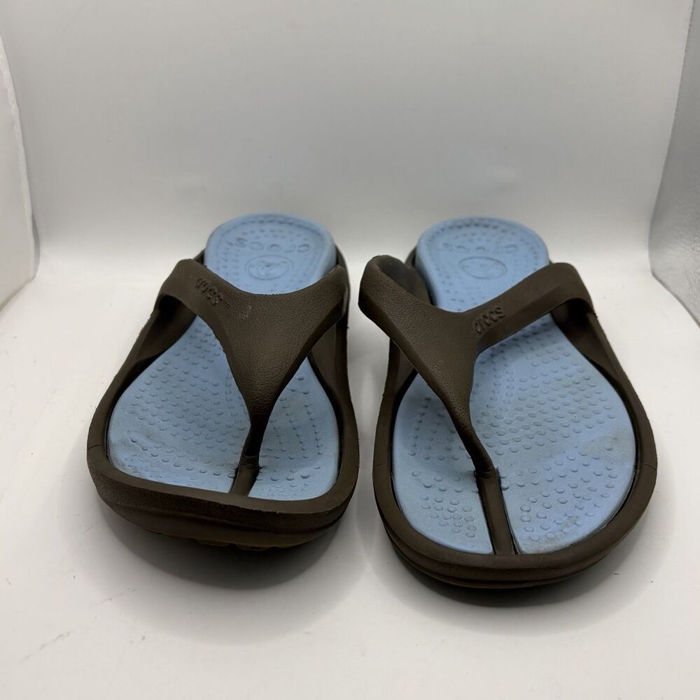 Crocs Athens Flip Flop Sandals Mens 10 Blue Grey Thong Sandal Beach Summer Golf - Picture 2 of 7